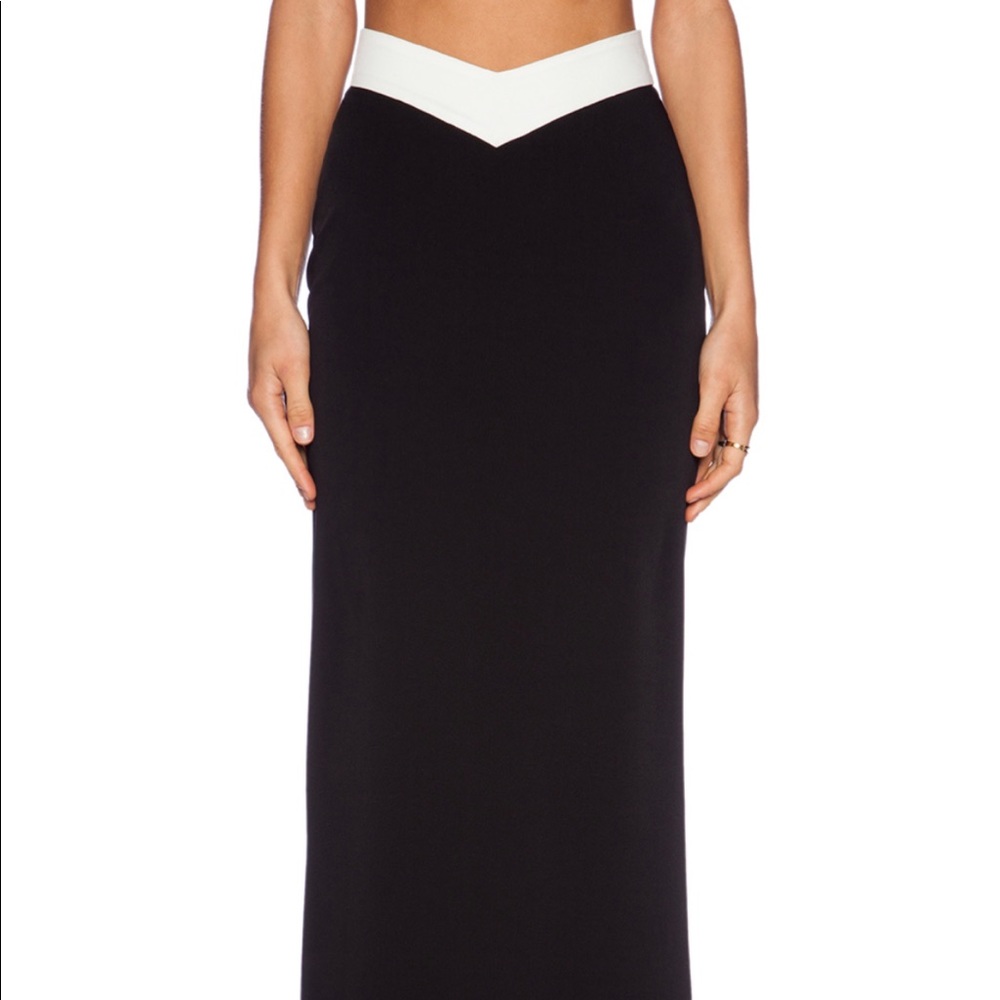 Fancy black maxi skirt with white stripe